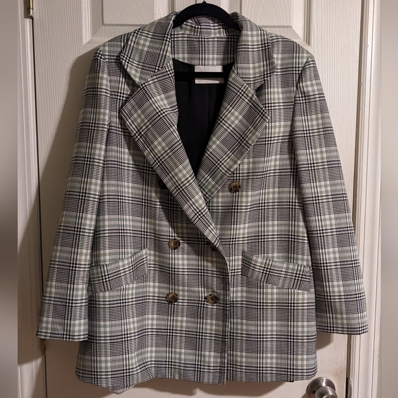 FINAL PRICE Baacal Davis Plaid Blazer 10-12 Black Green Rare Style Spring - Picture 3 of 8